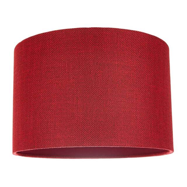 Contemporary and Sleek Red Plain Natural Linen Fabric Drum Lamp Shade 60w Max Red Red 1