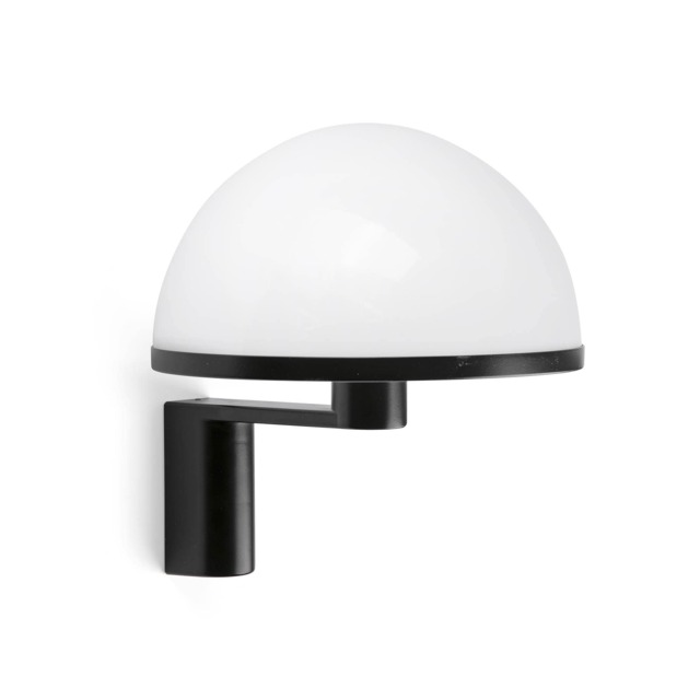 Dome Wall Lamp Satin Black, Gloss White Shade E27