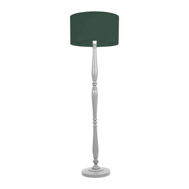 ValueLights Victoria Grey Wood Floor Lamp Green Shade Grey Green