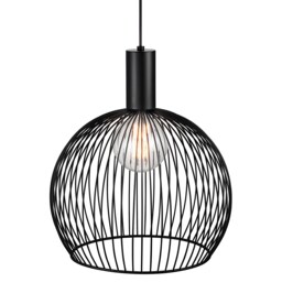 Nordlux Aver Indoor Pendant Light Black Metal E27 chrome socket - Mains Powered, IP20