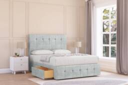 "Sloomy Cambridge Silver Naples Divan Bed With Mattress 4 Drawers With 26"" Strutted Headboard & 12"" Matching Footboard 6' Super King Silver Silver Super King 1"