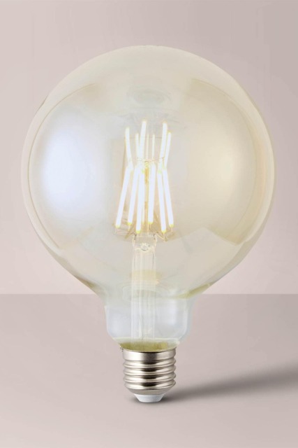 ValueLights E27 Pack of 2 6W Amber Filament Globe Warm White Bulbs