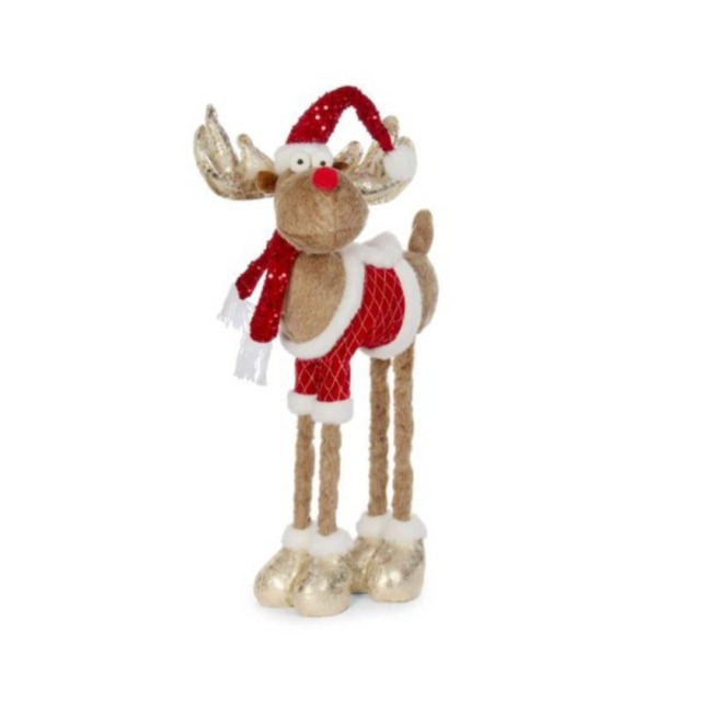 91cm Tall Plush Festive Golden Rudolph Christmas Decoration with Extendable Legs