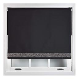 FURNISHED Thermal Blackout Roller Blinds with Glitter Edge - (W)90cm x (L)165cm Black Black 1 (W) 90cm x (L) 165cm