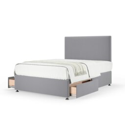 Ortho Classic Orthopaedic Silver Plush Velvet 2 Drawer Divan Set And Valencia Headboard Small Double