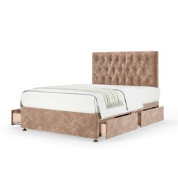 Super Ortho Orthopaedic Mink Chenille 4 Drawer Divan Set And Lona Headboard Small Double