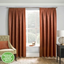 Enhanced Living Matrix Orange 90 x 54 inch (229x137cm) Tape Top Thermal Noise reducing Dim Out Curtains (PAIR)