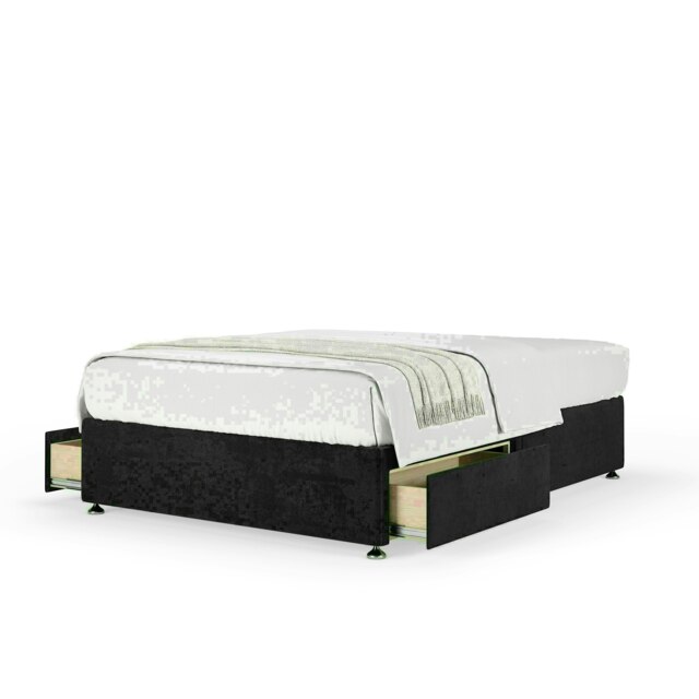 Black Naples Velvet 2 Drawer Divan Base King Size