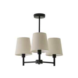ValueLights Kincaid 3 Arm Black Chandelier Ceiling Light Taper Shades Black