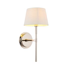 Rennes & Cici Wall Lamp with Shade Bright Nickel Plate & Ivory Linen Mix Fabric