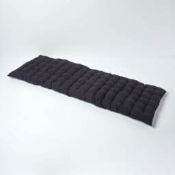 Homescapes Garden Bench Cushion Luxury 3 Seater Cotton Indoor Outdoor Seat Pad Black 143 x 48 cm 1