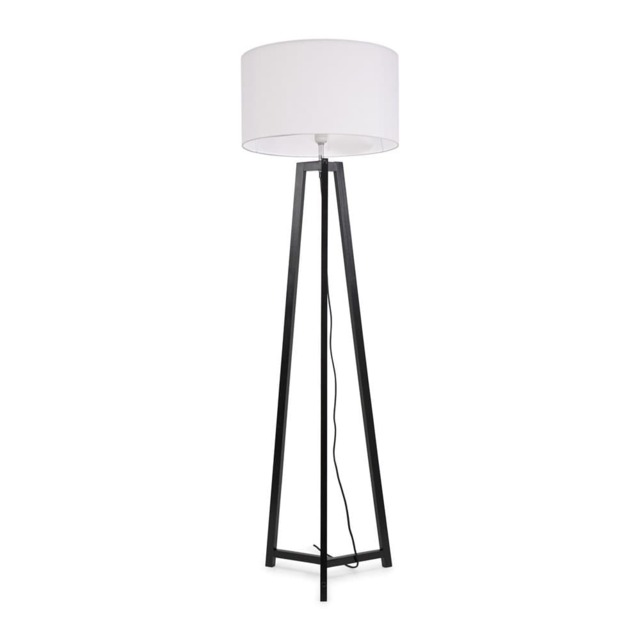 ValueLights Lottie Black Wood Tripod Floor Lamp White Shade