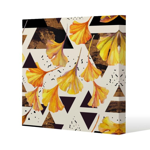 Orangle Flowers and Triangles (Canvas Print) Cream