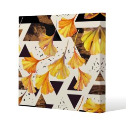 Orangle Flowers and Triangles (Canvas Print) Cream