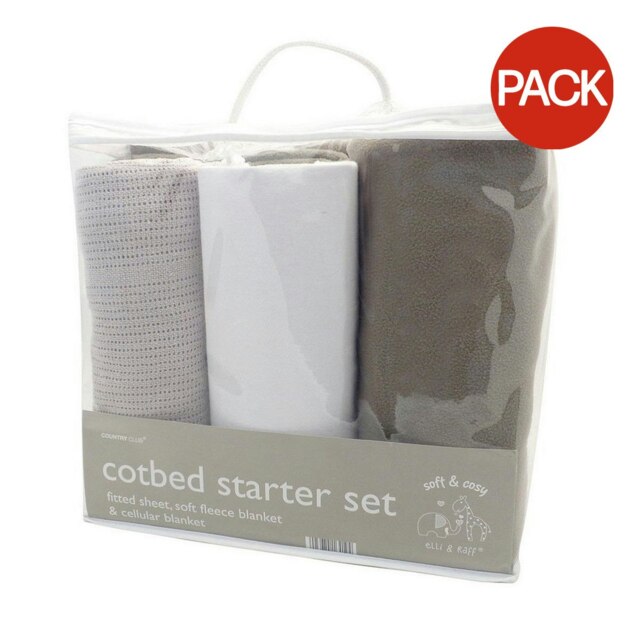 Home & Living Baby Cot Bed Set (Pack of 3) - Dark Grey/White - One Size