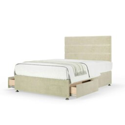 Neptune Spring Cream Naples Velvet 2 Drawer Divan Set And Milan Headboard Double