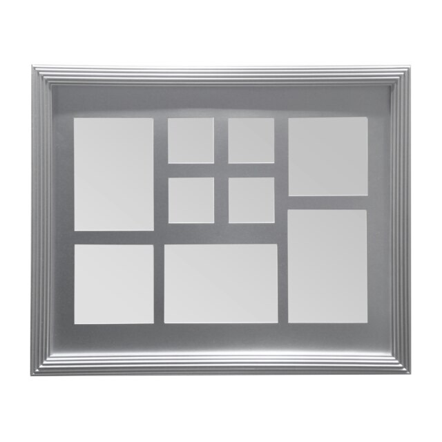 Silver 9 Photo Multi Photo Frame,Bedroom Display Piece,Polyresin Image Holder,Wall Frame With Hanging Hooks Silver One Size