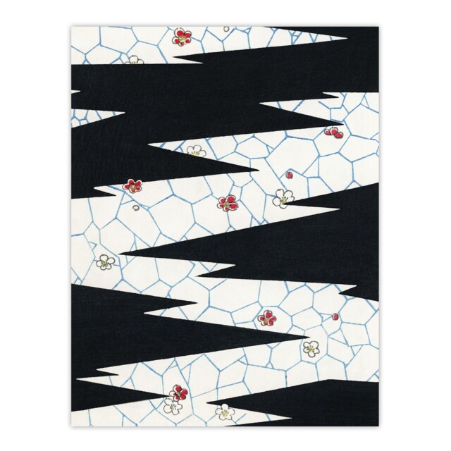 "Flowers On Footpath Pattern Japan Wall Art Print Shin Bijutsukai 18x24"""