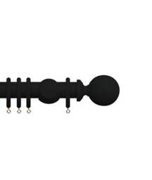 Premium 35mm Wooden Curtain Pole Set - Coal Black 290cm Black Coal Black