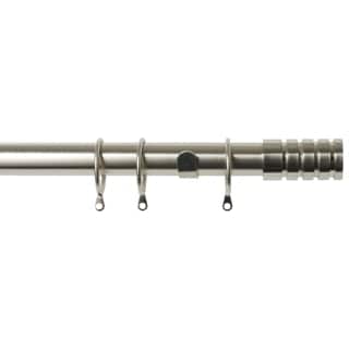25-28mm Traction End Satin Silver Metal Curtain Pole Set 120 - 210cm Silver Silver
