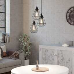 EGLO Tarbes 3-Light Steel Black Geo Cluster Pendant
