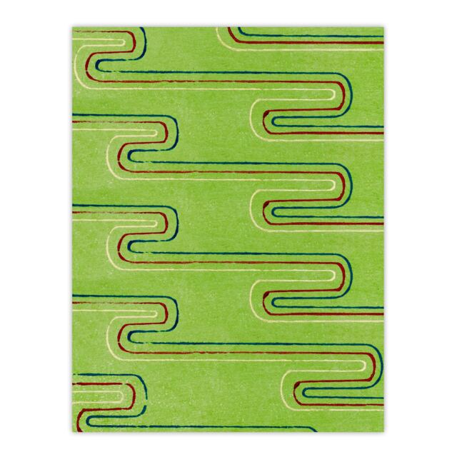 "Green Red Line Textile Pattern Japan Wall Art Print Furuya Korin 24x32"""