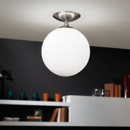 EGLO Rondo Opal Glass & Steel Satin Nickel Matt White Ceiling Light