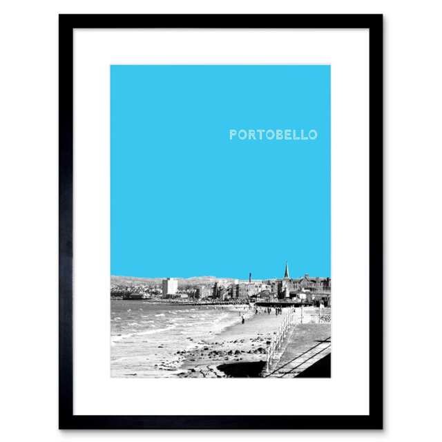 "Portobello Edinburgh Scotland Scottish Landmark Sky Blue 9x7"" Black Framed Wall Art Print"