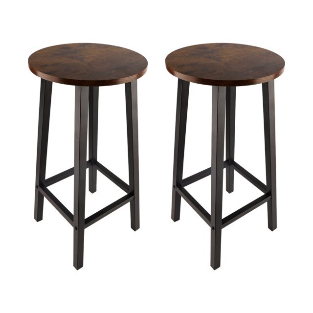 Groundlevel Set Of 2 Wooden Tall Bar Stools Bar Chair Breakfast Kitchen Counter Brown Brown