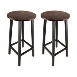 Groundlevel Set Of 2 Wooden Tall Bar Stools Bar Chair Breakfast Kitchen Counter Brown Brown