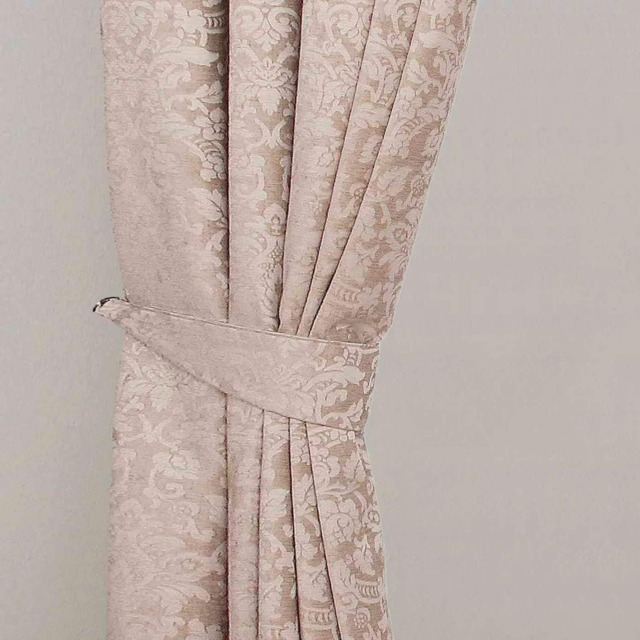 Homescapes Latte Velvet Jacquard Curtain Tie Back Pair