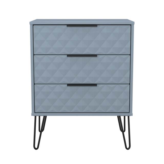 Islay 3 Drawer Midi Chest of Drawers in Denim Blue (Ready Assembled) Blue Denim Blue