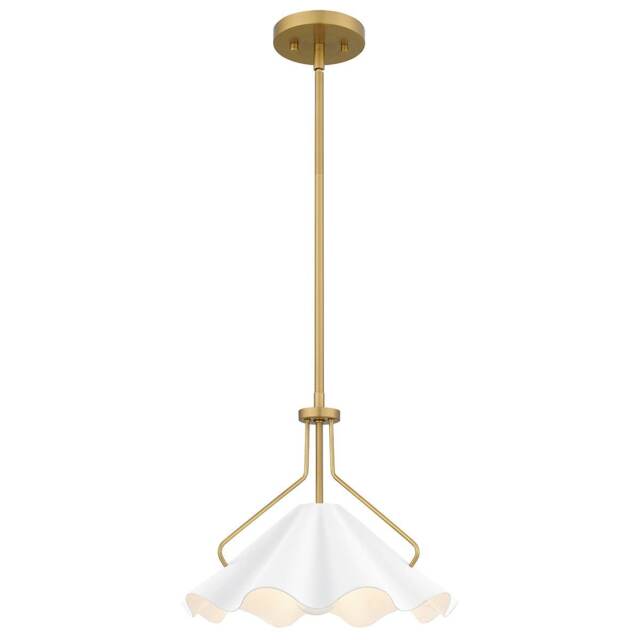 Quoizel Mejia Dome Pendant Ceiling Light Classic Aged Brass, Textured White Steel Shade 1x E27