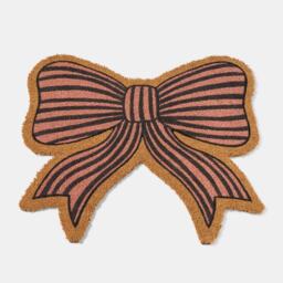 OHS Bow Shaped Coir Doormat Novelty Non Slip Door Rug Pink