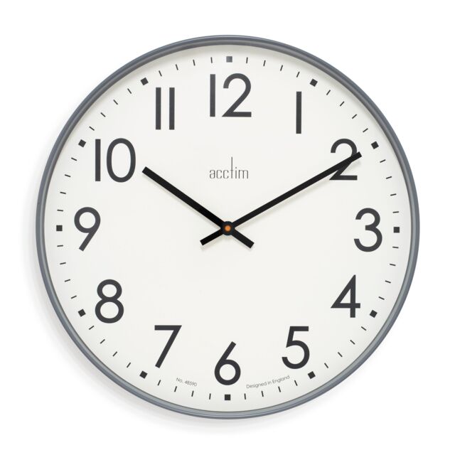 Acctim Ashridge Large Wall Clock Quartz Contemporary Statement Dark Grey 50cm