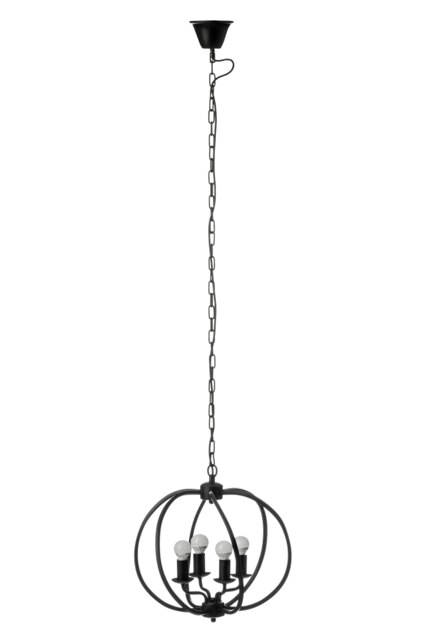 Orsina Matt Black Iron Pendant Light, Industrial Sphere Ceiling Light With 4 Bulb Holders, Assembled Hanging Fixture