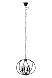Orsina Matt Black Iron Pendant Light, Industrial Sphere Ceiling Light With 4 Bulb Holders, Assembled Hanging Fixture