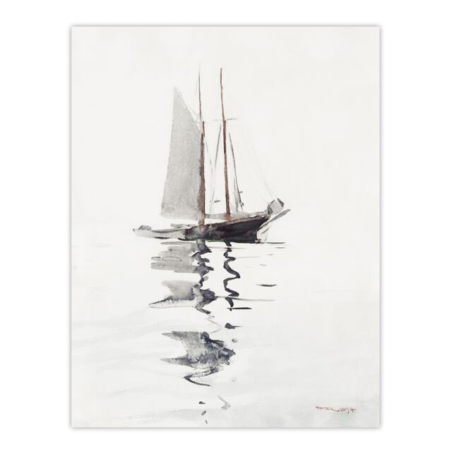 "Two Masted Schooner with Dory Winslow Homer Huge Wall Art Poster Print 24X32"""