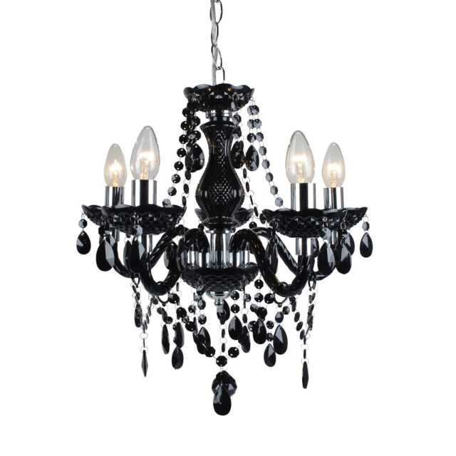 Black and Chrome Marie Therese Style 5 x 40W Chandelier Black Chrome 1