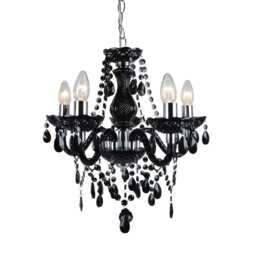 Black and Chrome Marie Therese Style 5 x 40W Chandelier Black Chrome 1
