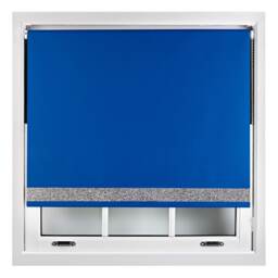 FURNISHED Thermal Blackout Roller Blinds with Glitter Edge - (W)125cm x (L)165cm Blue Blue (W) 125cm x (L) 165cm