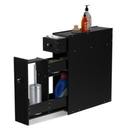 COSTWAY Bathroom Floor Cabinet Narrow Wooden Storage Black Black 1