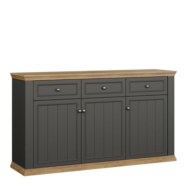 Pontypool 3 Drawer & 3 Door Sideboard in Grey and Mauvella Oak