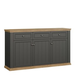 Pontypool 3 Drawer & 3 Door Sideboard in Grey and Mauvella Oak