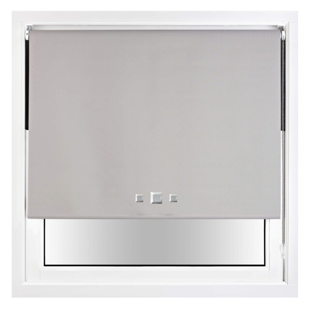 FURNISHED Blackout Roller Blind with Triple Square Eyelets Easy Fit Window Shade Grey Grey (W) 105cm x (L) 165cm