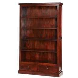 Jinita Dark Wood Large Bookcase with Drawers Brown