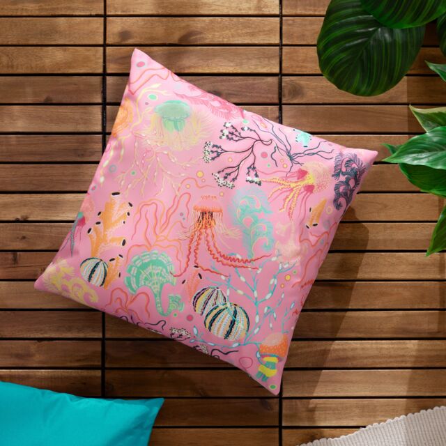 Furn Reef Printed Reversible Pink Outdoor Cushion