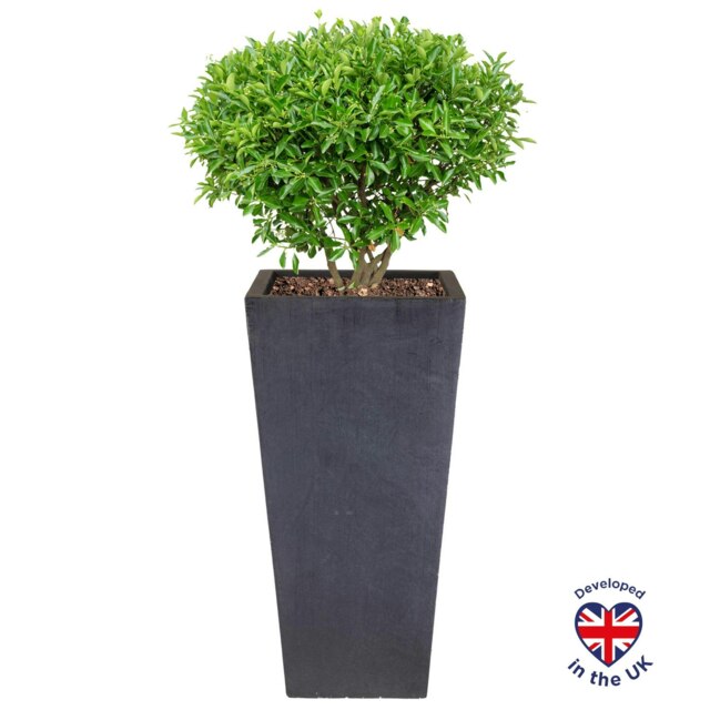 Tall Tapered Faux Lead Light Concrete Garden Planter H65 L32 W32 cm, 67 ltrs Cap.