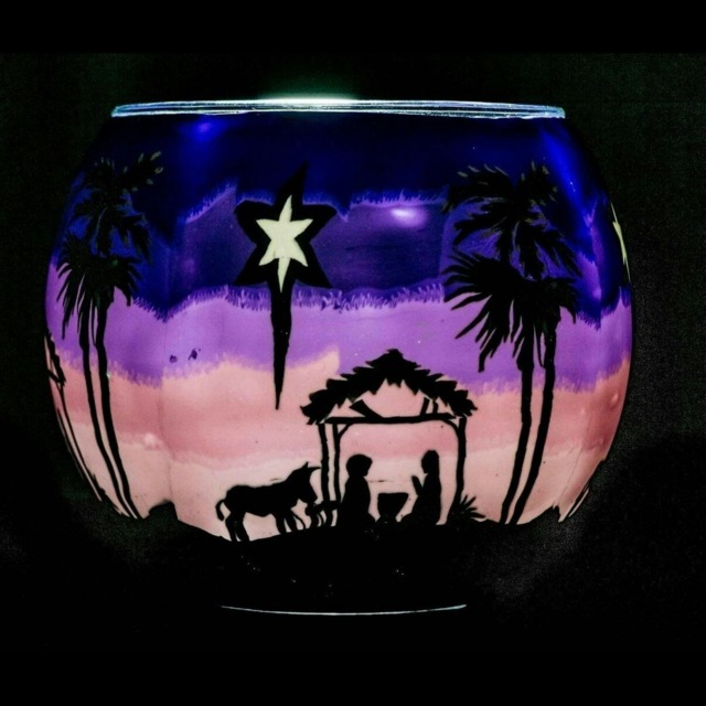 Milford Collection Tealight Holder Glass Nightlight A Child Is Born