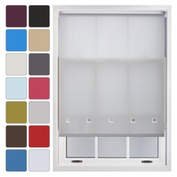 FURNISHED Daylight Roller Blind Made to Measure with Chome Round Eyelets Grey Grey (W) 60cm x (L) 165cm
